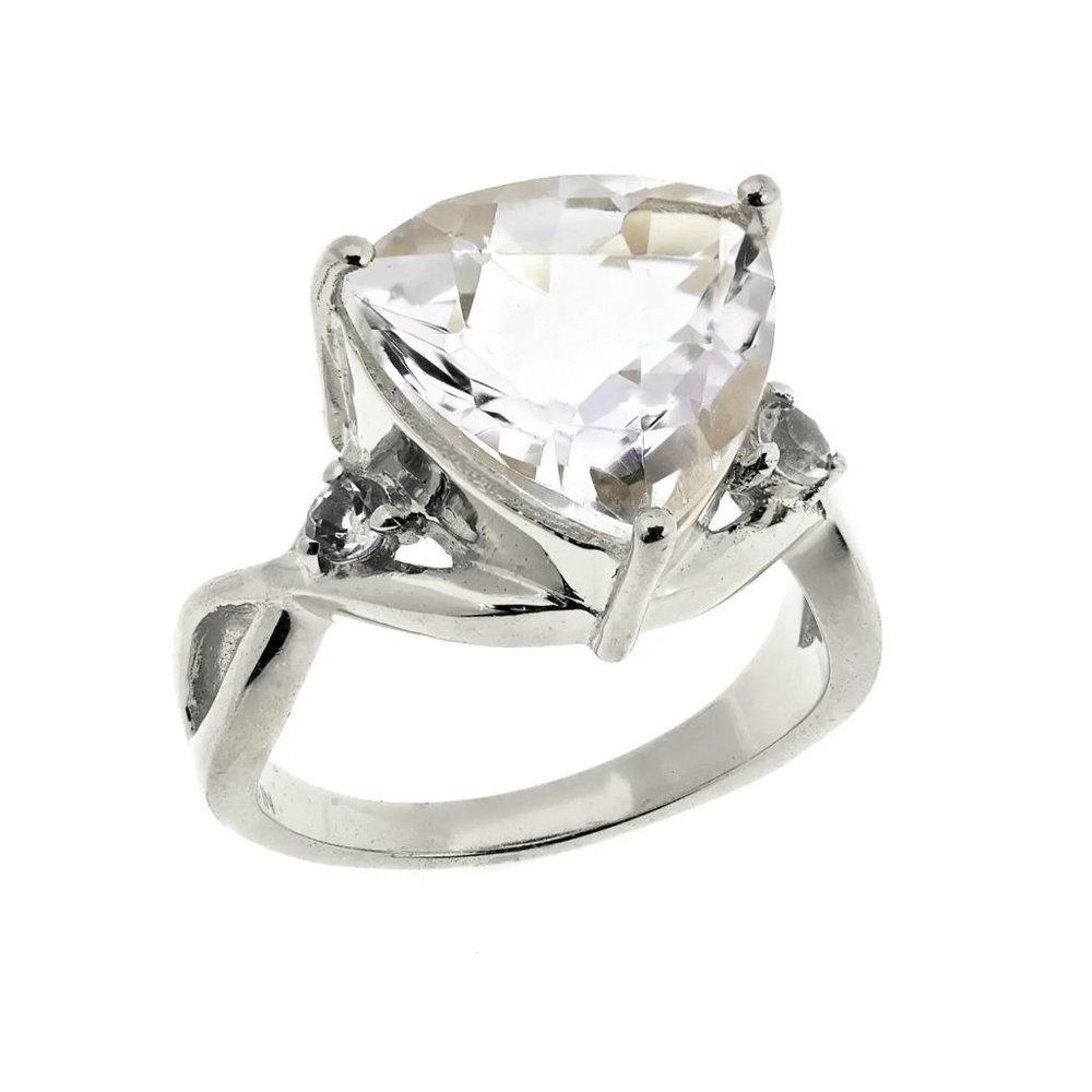 Herkimer Mines "Diamond" Trillion & Round Cut Quartz Ring